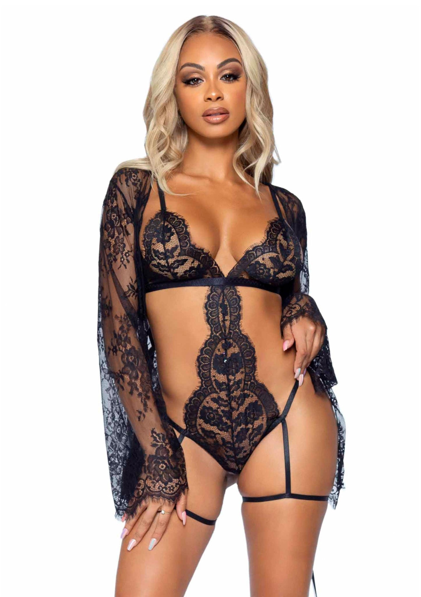 Garter Teddy with String  Back and Robe