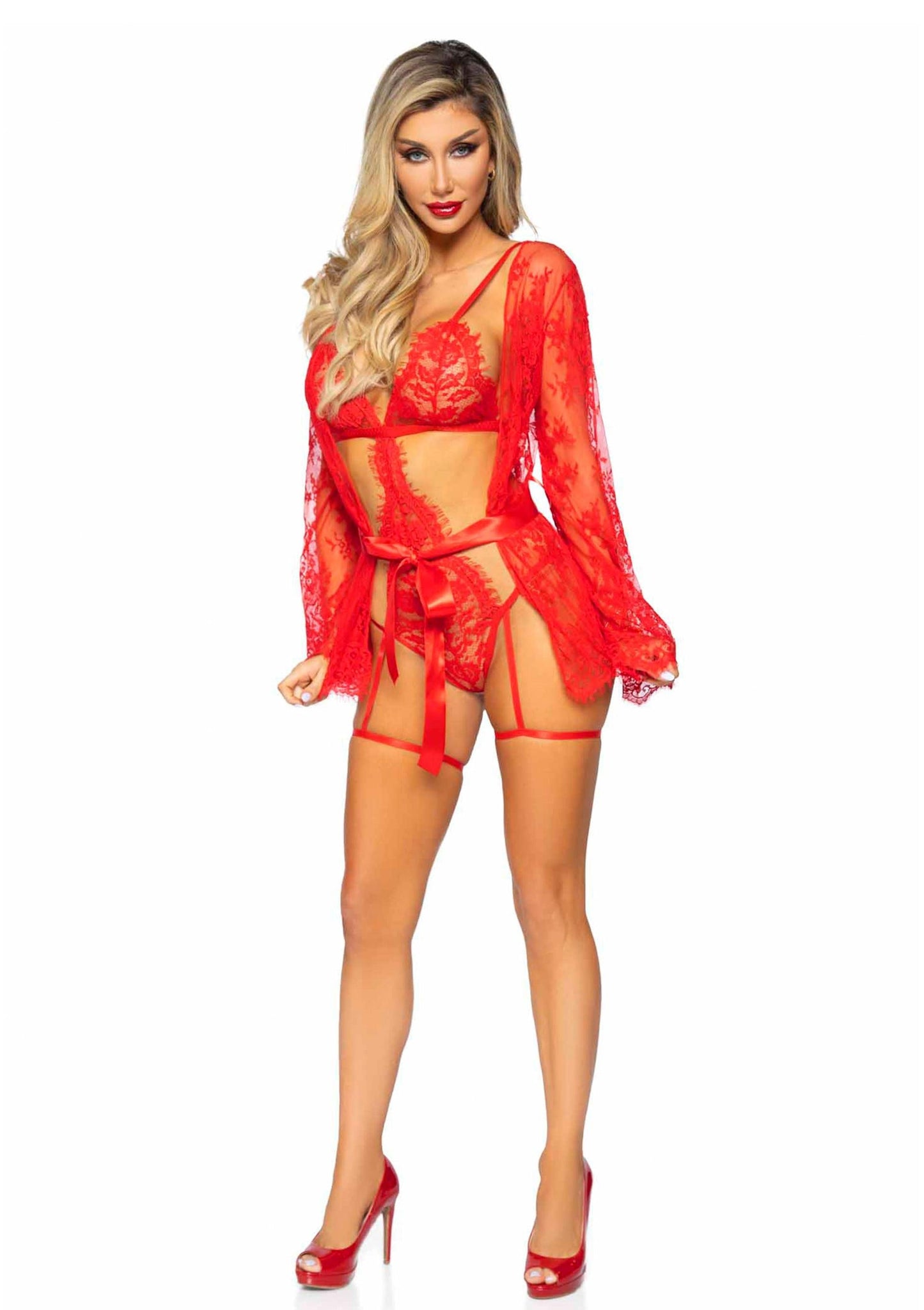 Garter Teddy with String  Back and Robe