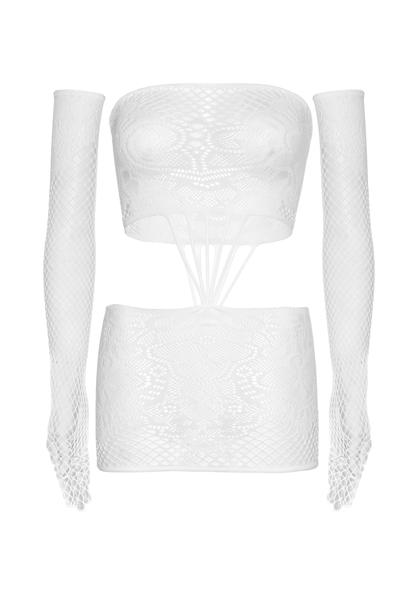 Strappy Lace Dress and Matching Gloves