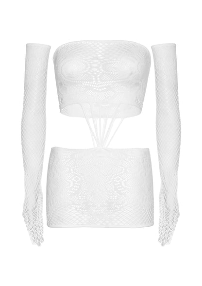 Strappy Lace Dress and Matching Gloves