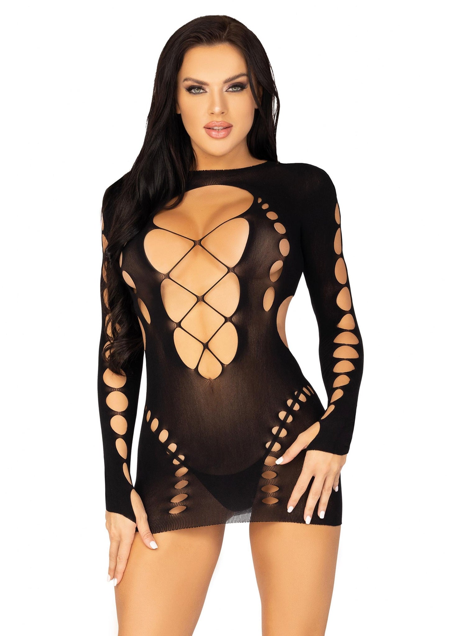 Mini Dress with Faux Lace Up