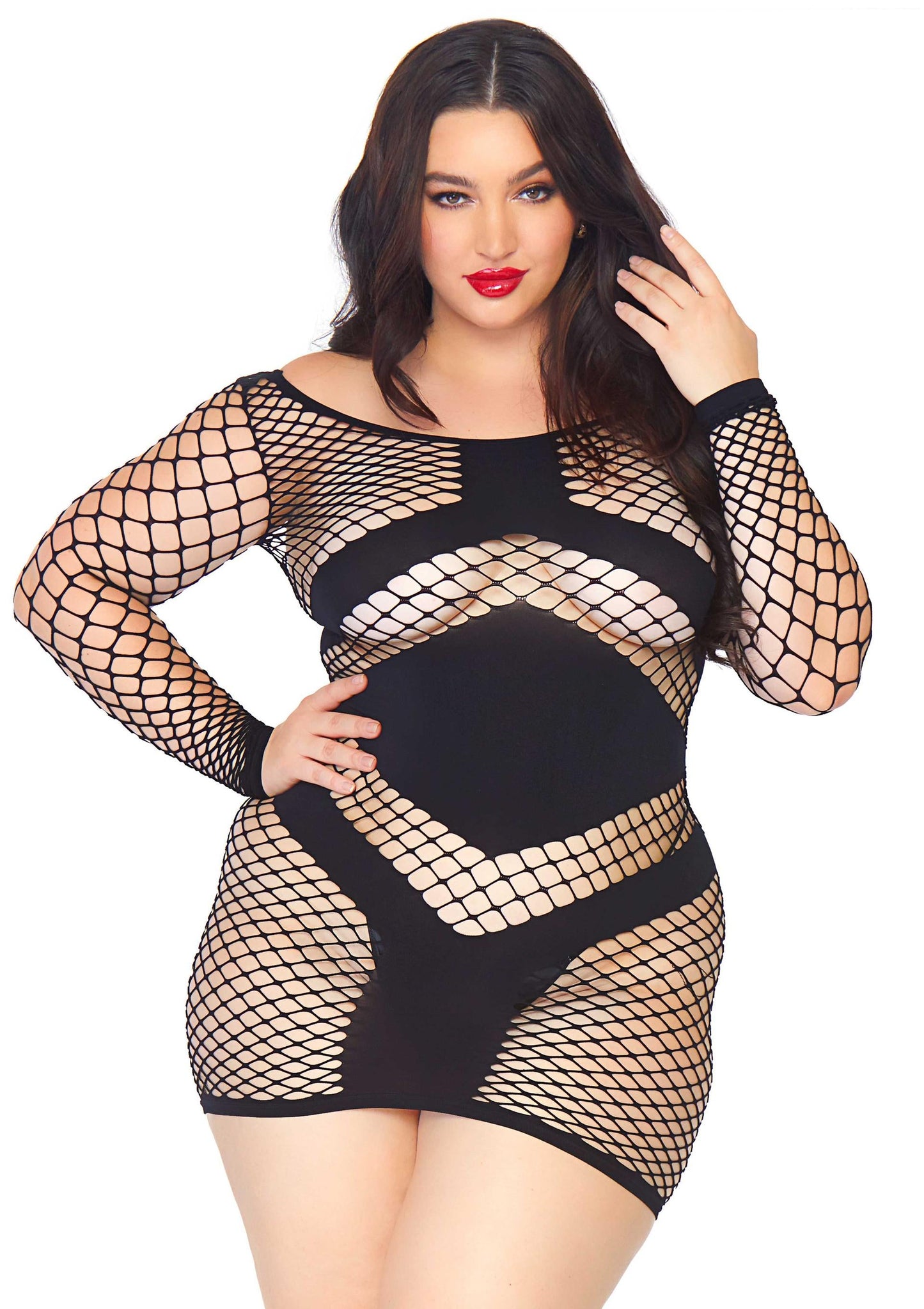 Plus Long Sleeved Mini Dress