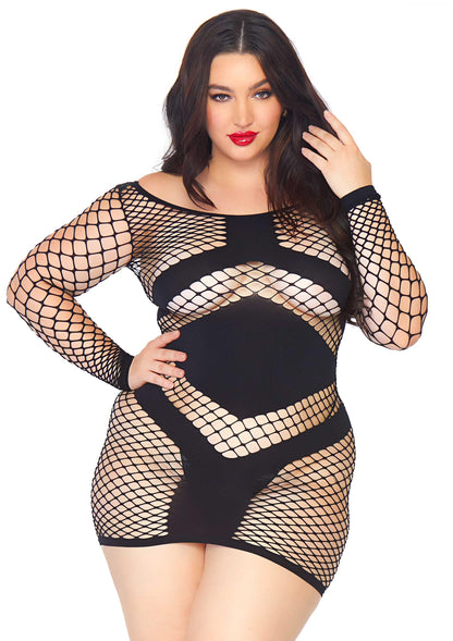 Plus Long Sleeved Mini Dress