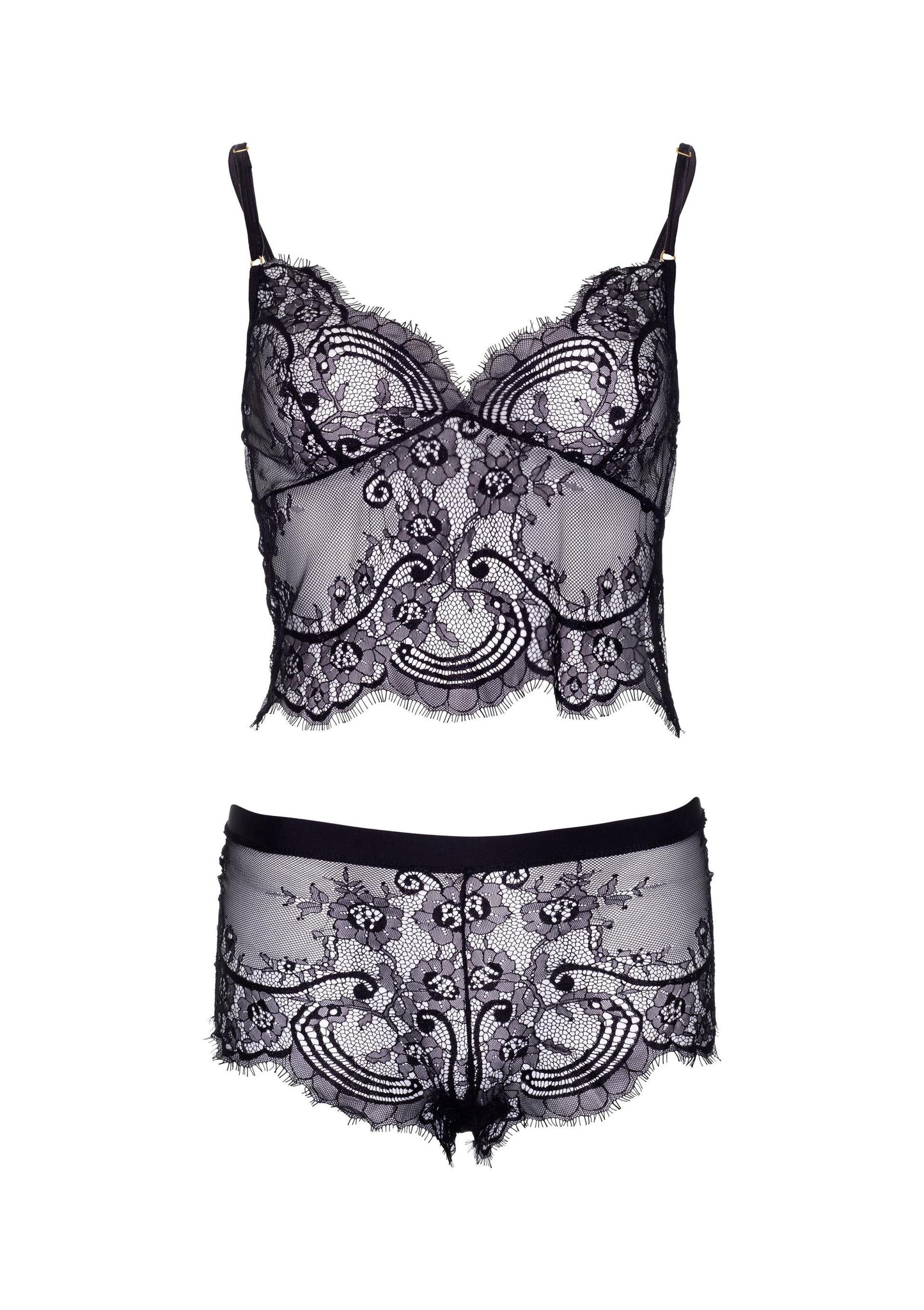 Lace Cami and Cheeky Boyshorts Bottoms