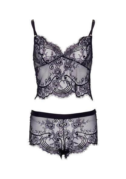 Lace Cami and Cheeky Boyshorts Bottoms