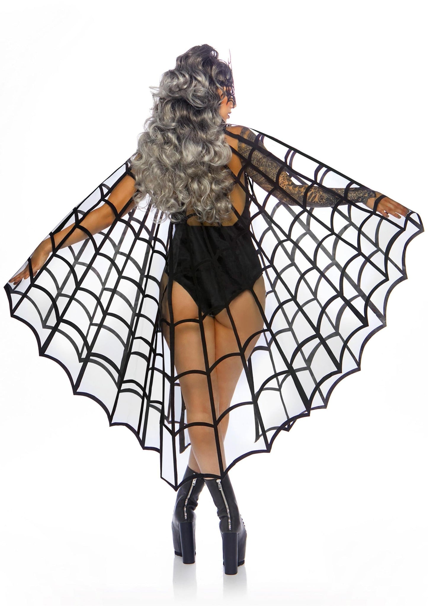 Velvet Flocked Web Cape