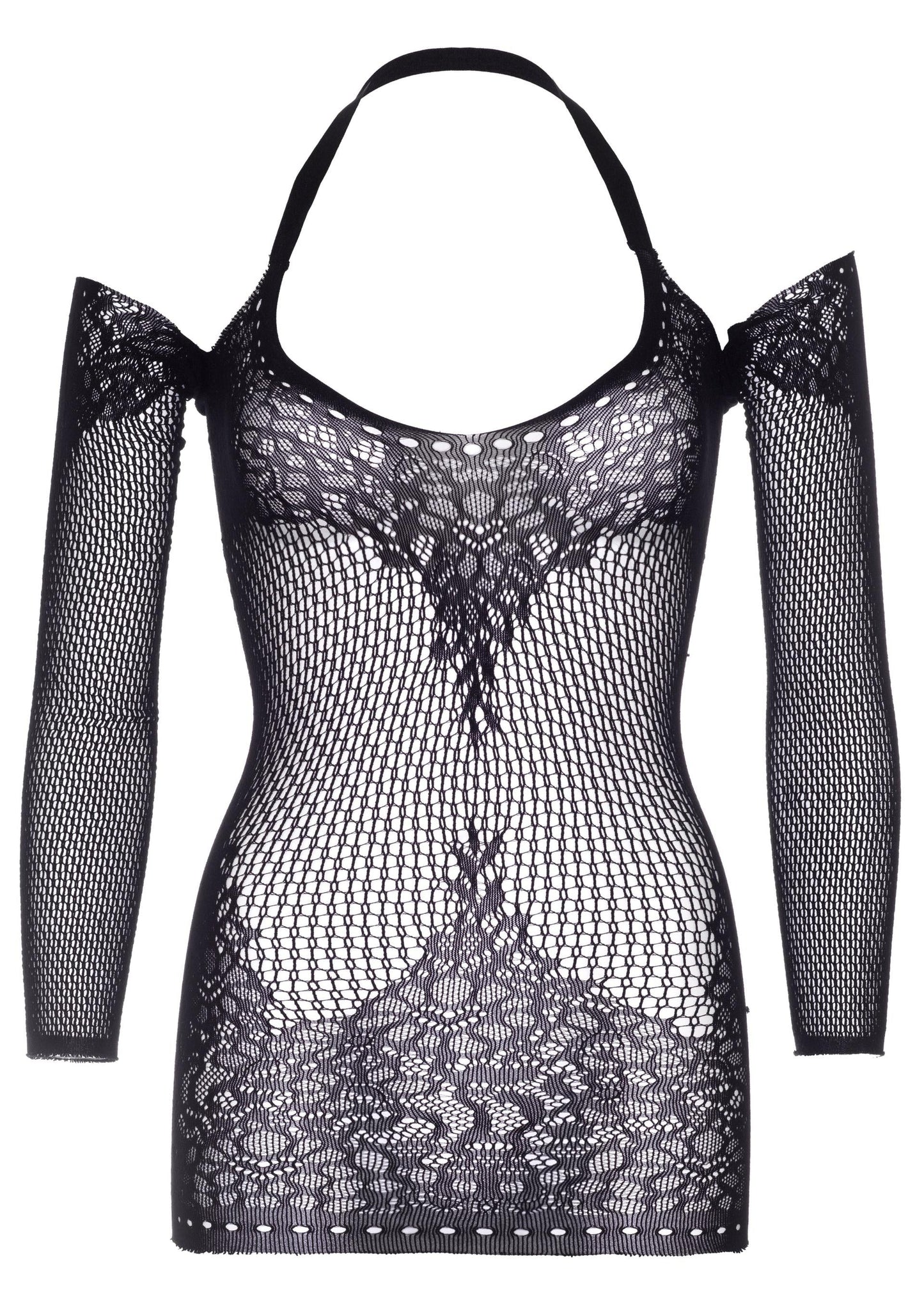 Long Sleeved Halter Mini Dress