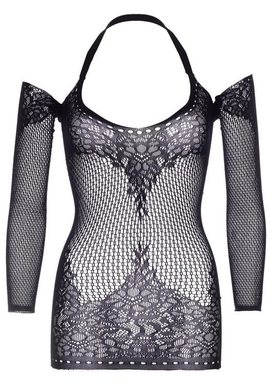 Long Sleeved Halter Mini Dress