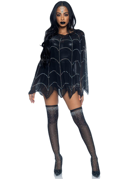 Sheer Rhinestone Poncho