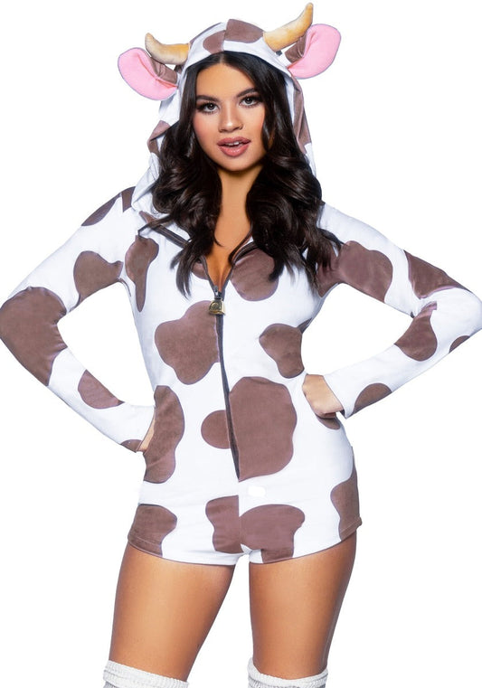 Velvet Brown Cow Romper