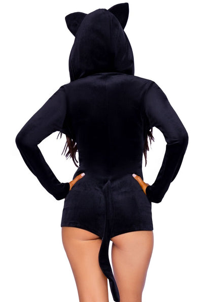 Black Velvet Kitty Cat Romper