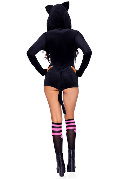 Black Velvet Kitty Cat Romper