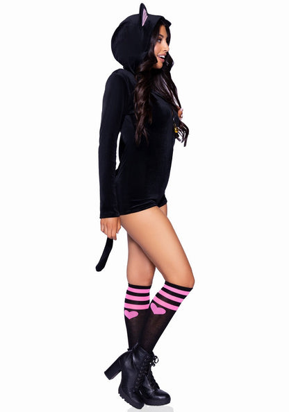 Black Velvet Kitty Cat Romper