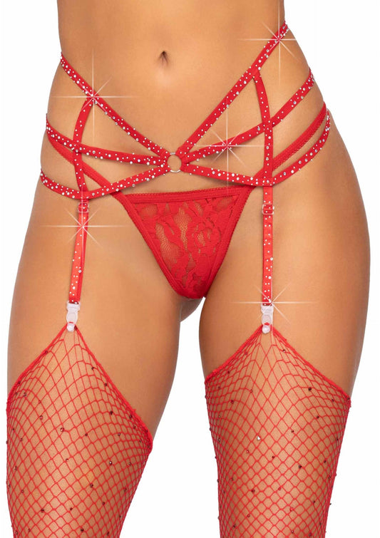 O Ring Rhinestone Garter Belt