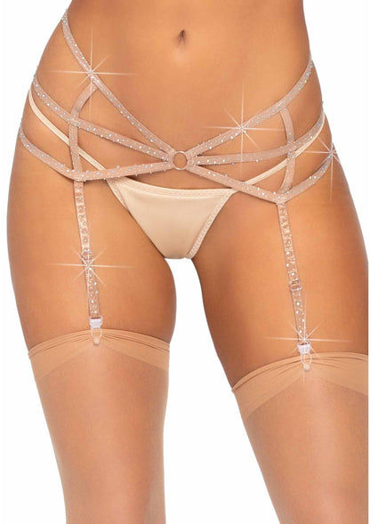 O Ring Rhinestone Garter Belt