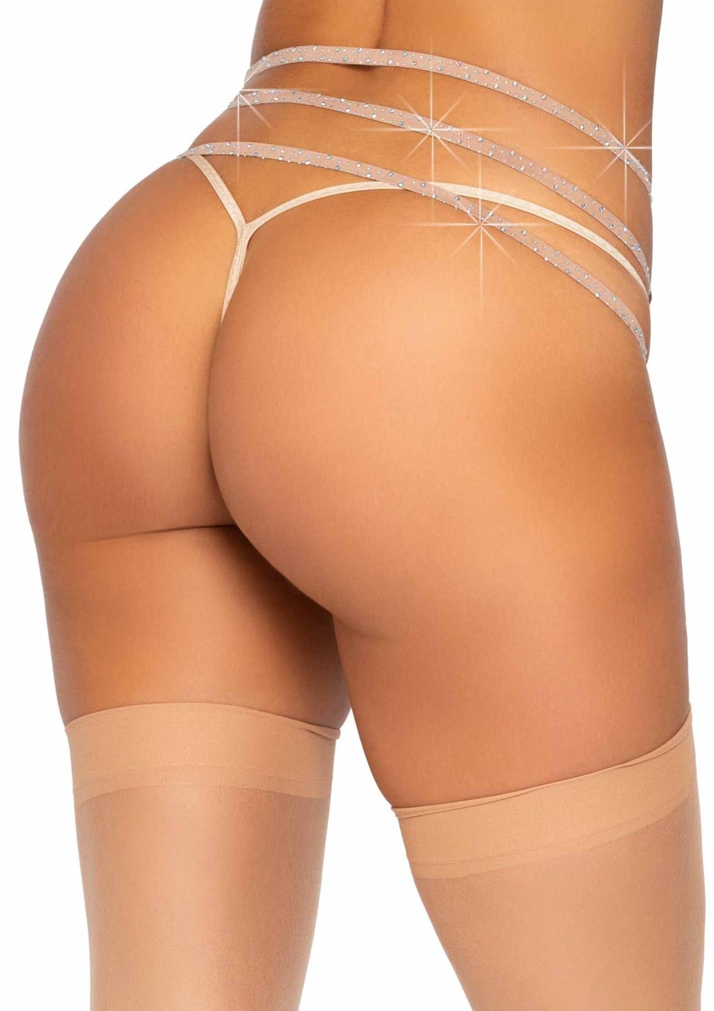 O Ring Rhinestone Garter Belt