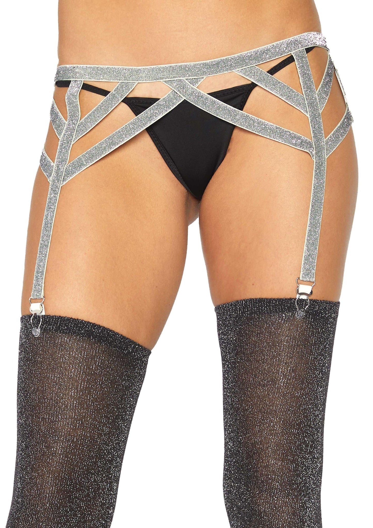 Shimmer Lurex Elastic Garter Belt