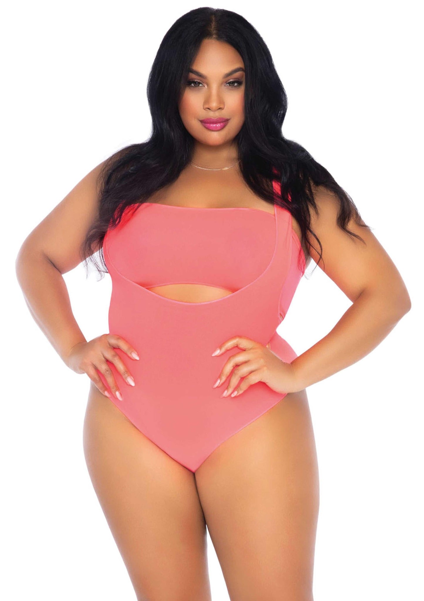 Plus Opaque Bandeau and Suspender Bodysuit