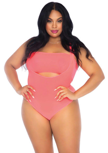 Plus Opaque Bandeau and Suspender Bodysuit