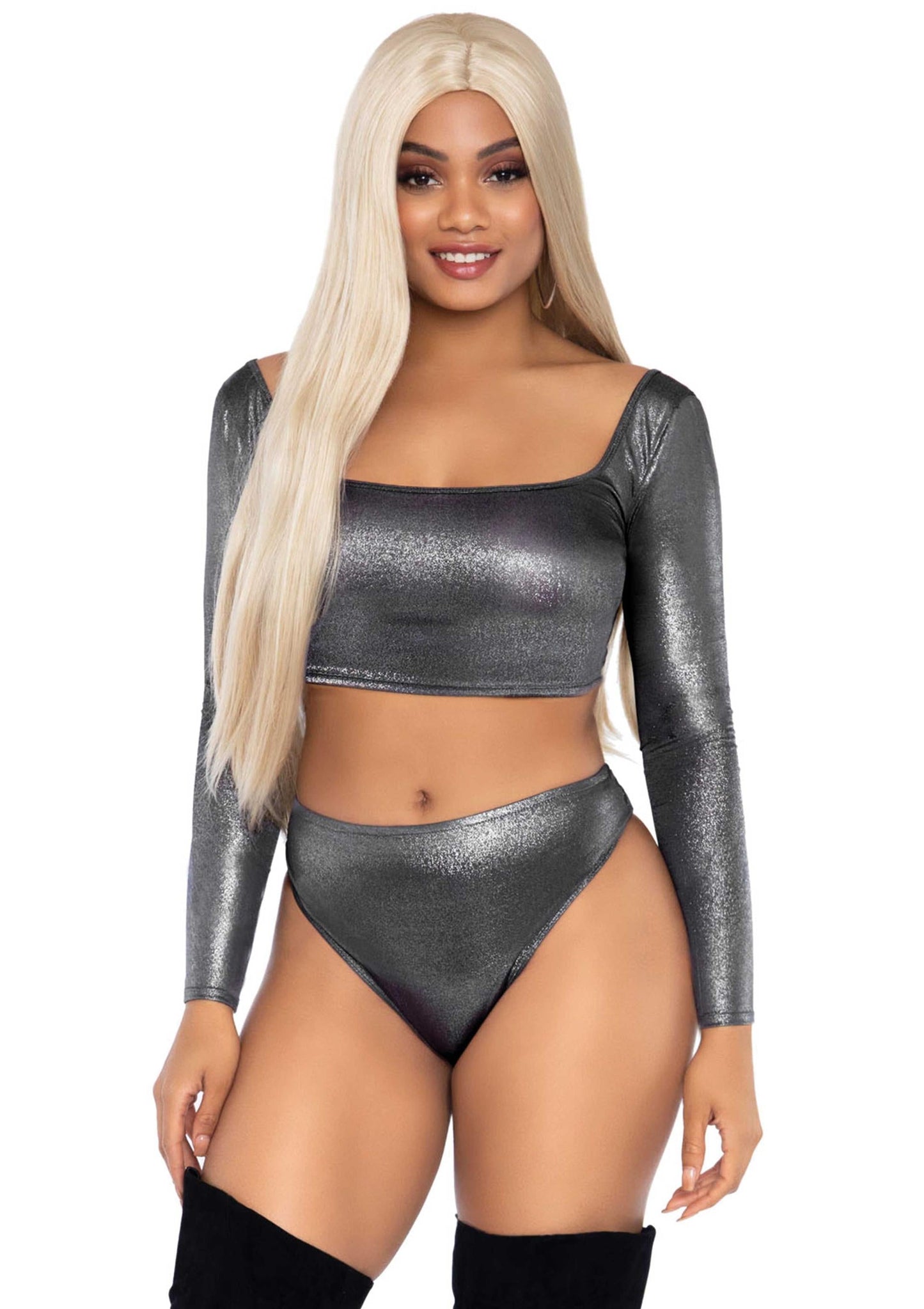 Metallic Top and High Waist Brief