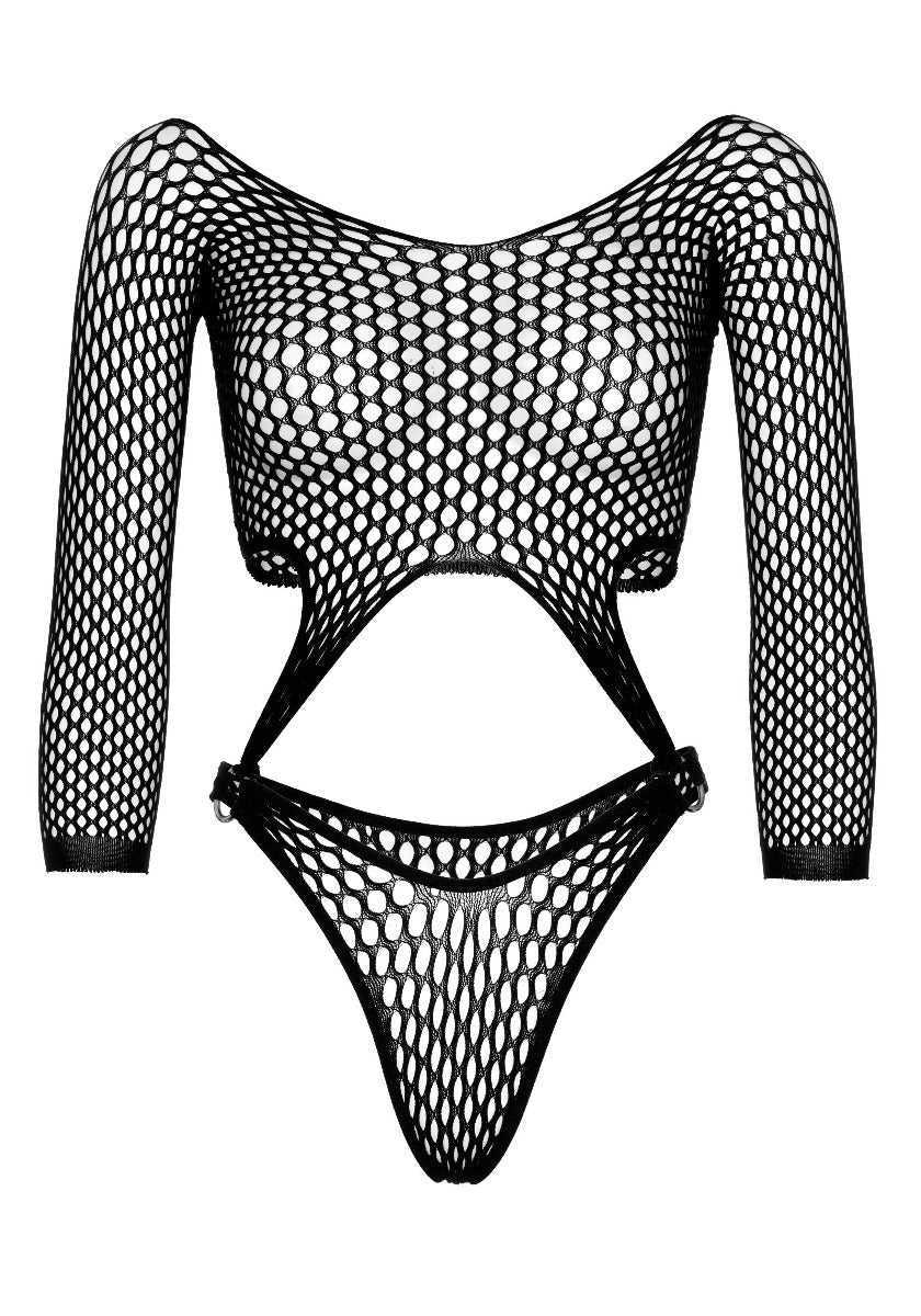 Long Sleeve Bodysuit with Thong Black