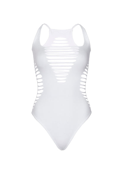 Shredded Racer Back Thong Bodysuit