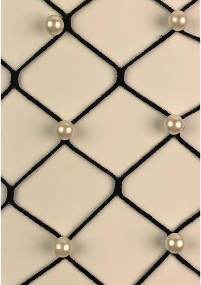 Fence Net Tights with Faux Pearls