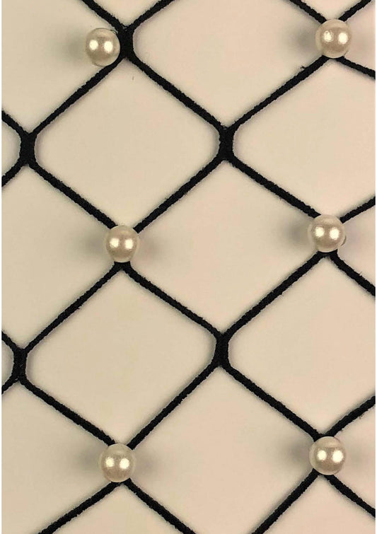 Fence Net Tights with Faux Pearls