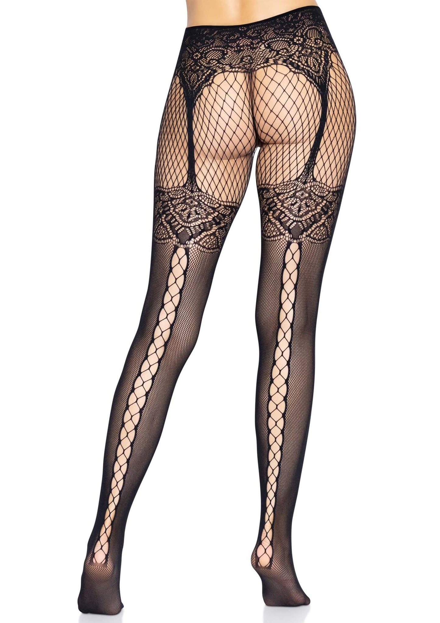 Fishnet Tights with Lace Up Backseam