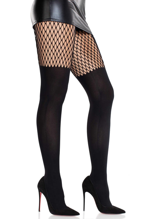 Garter Illusion Tights with Net Detail