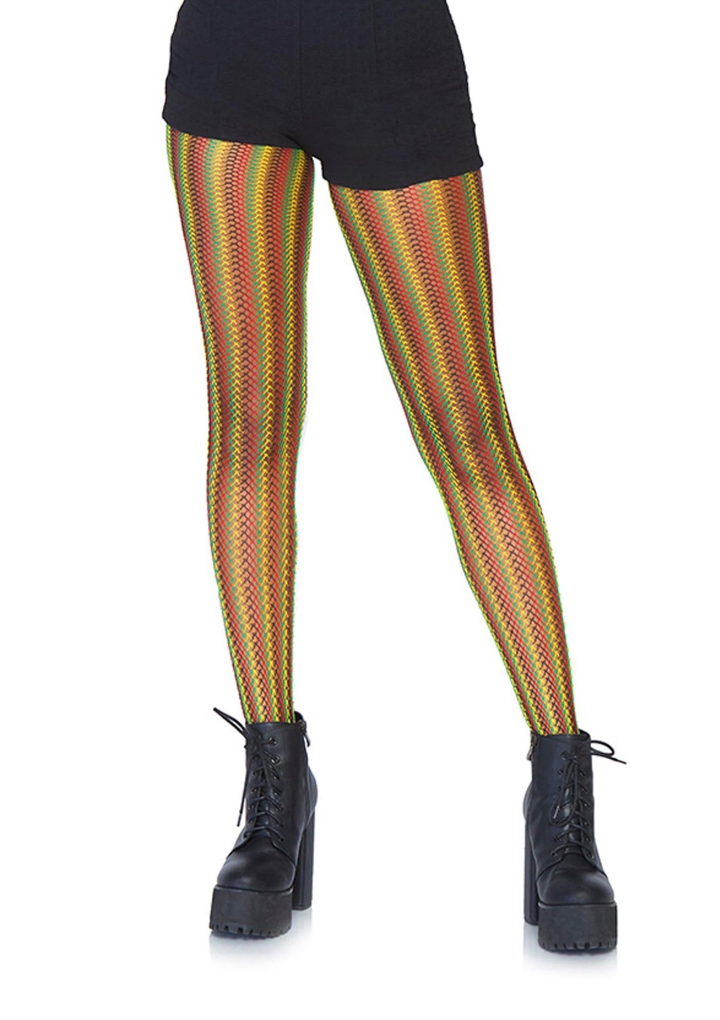 Rasta Striped Fishnet Pantyhose