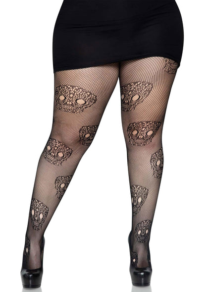 Plus Lace Skull Fishnet Pantyhose