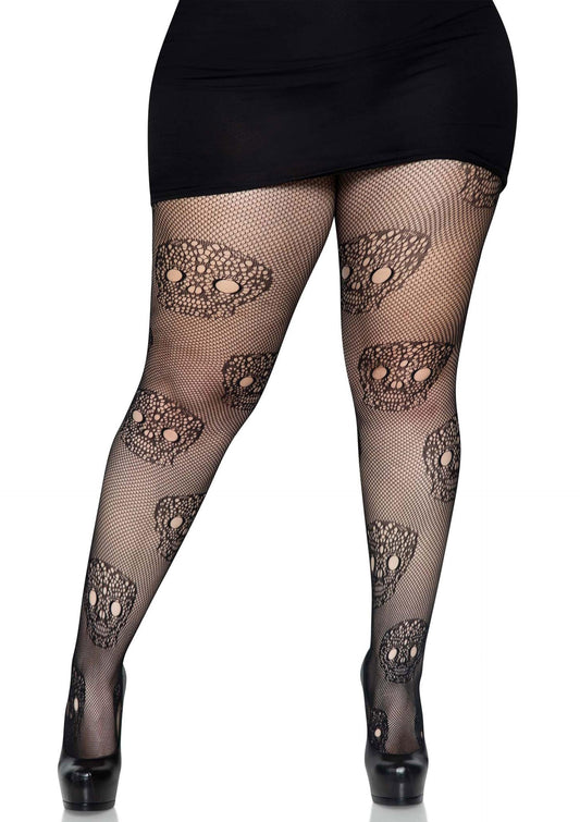 Plus Lace Skull Fishnet Pantyhose