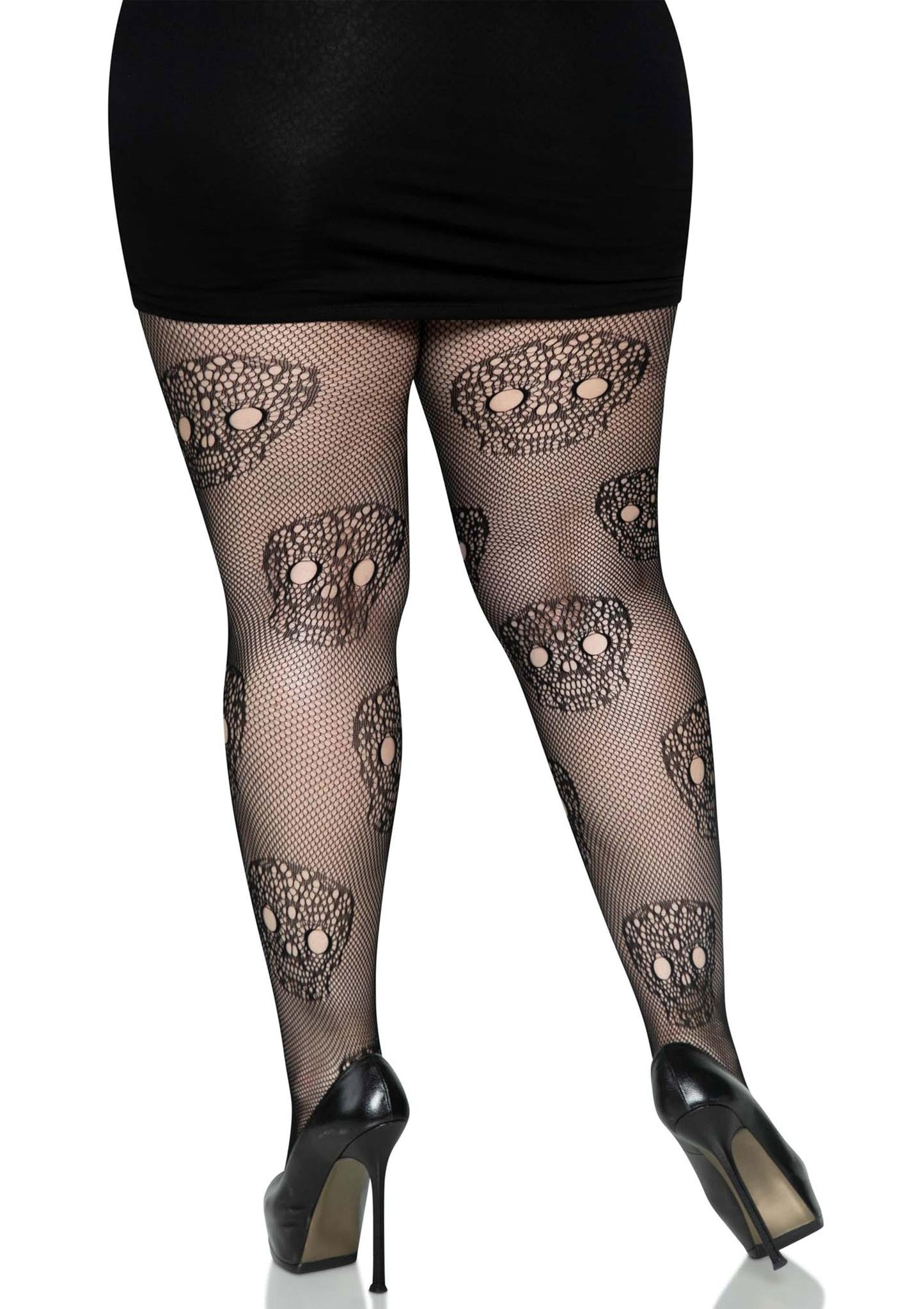 Plus Lace Skull Fishnet Pantyhose