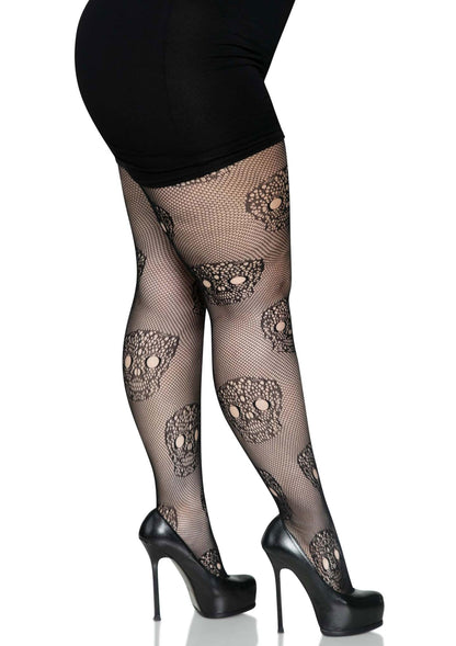 Plus Lace Skull Fishnet Pantyhose