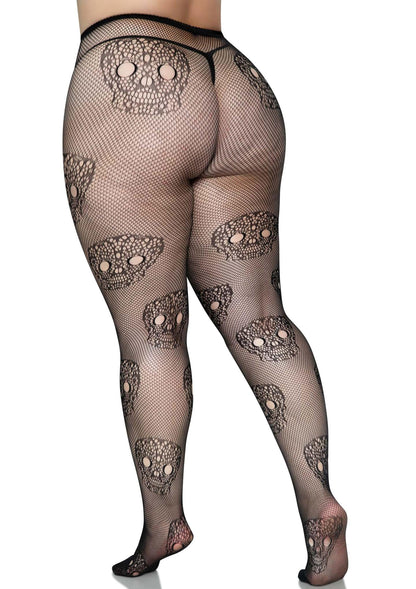 Plus Lace Skull Fishnet Pantyhose