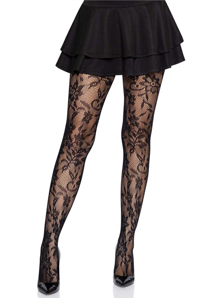 Seamless Floral Lace Pantyhose