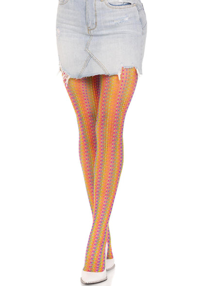 Rainbow Crochet Net Pantyhose