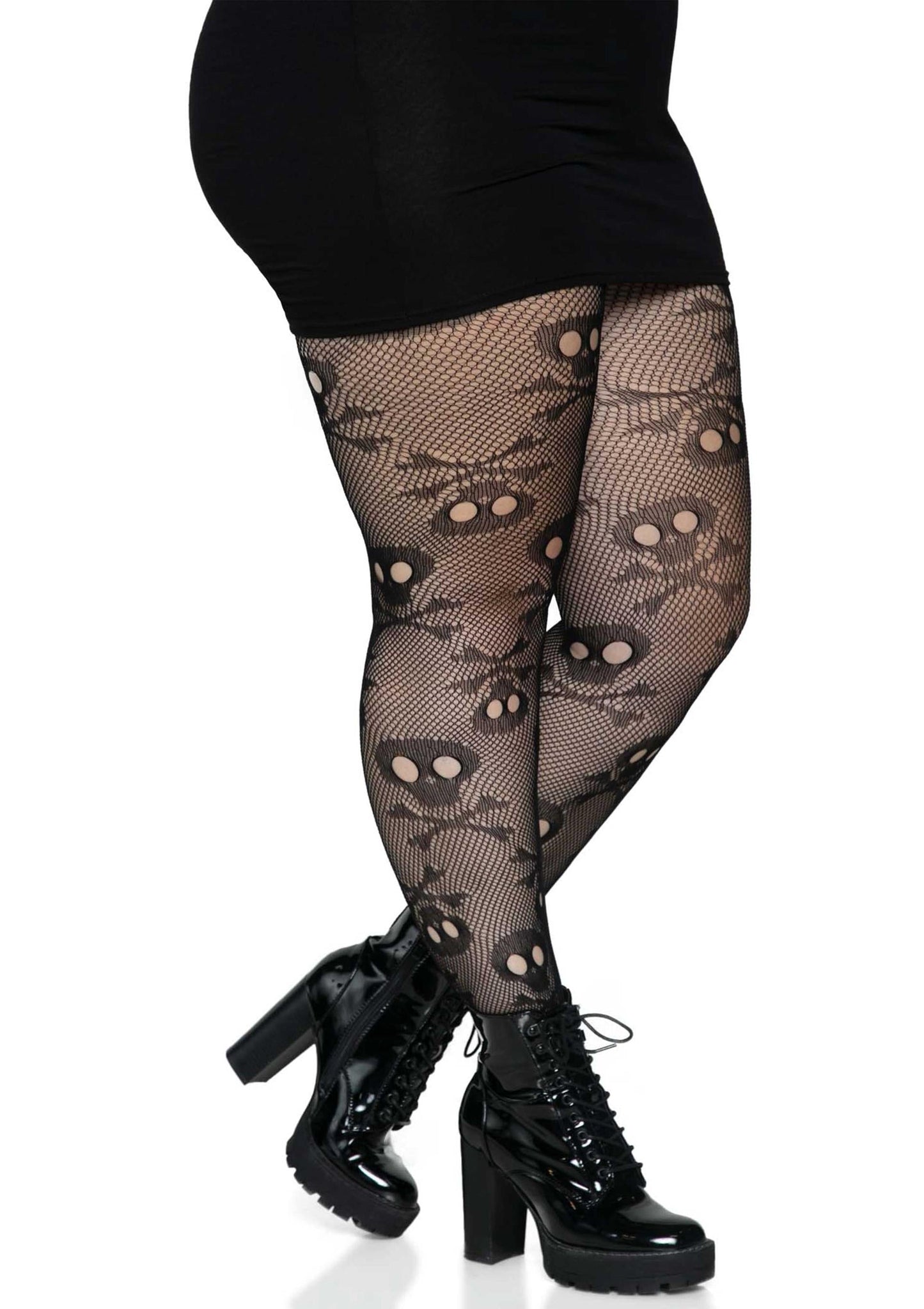 Plus Pirate Booty Skull Net Pantyhose