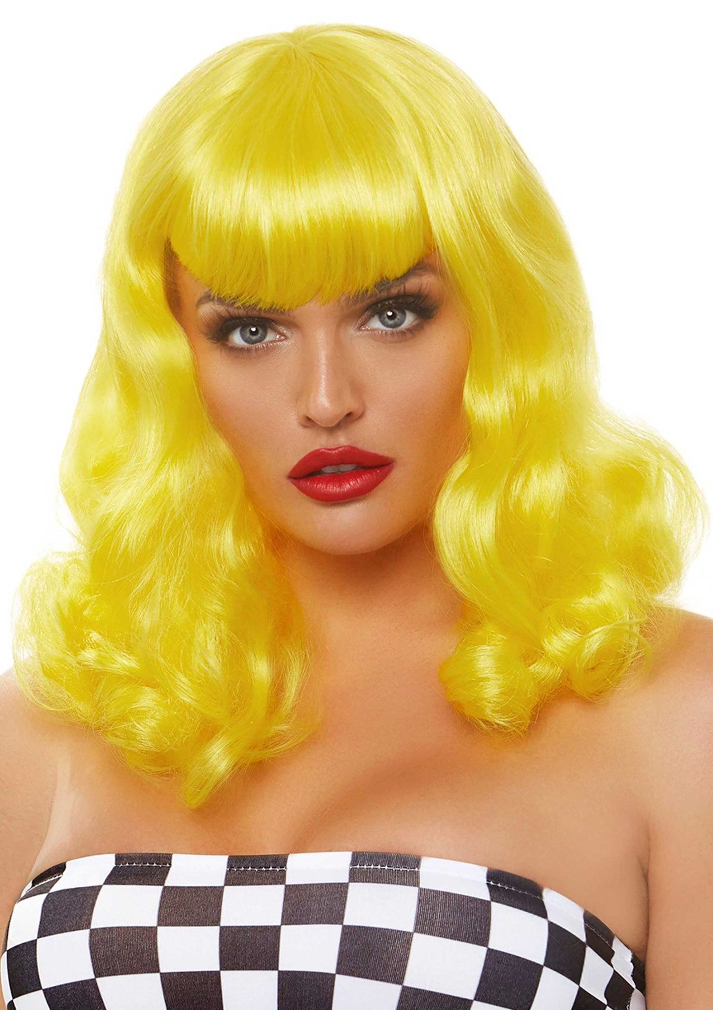 Retro Bang Curly Bob Wig