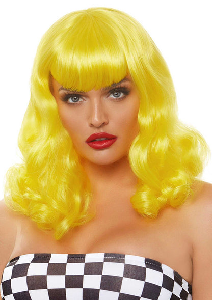 Retro Bang Curly Bob Wig