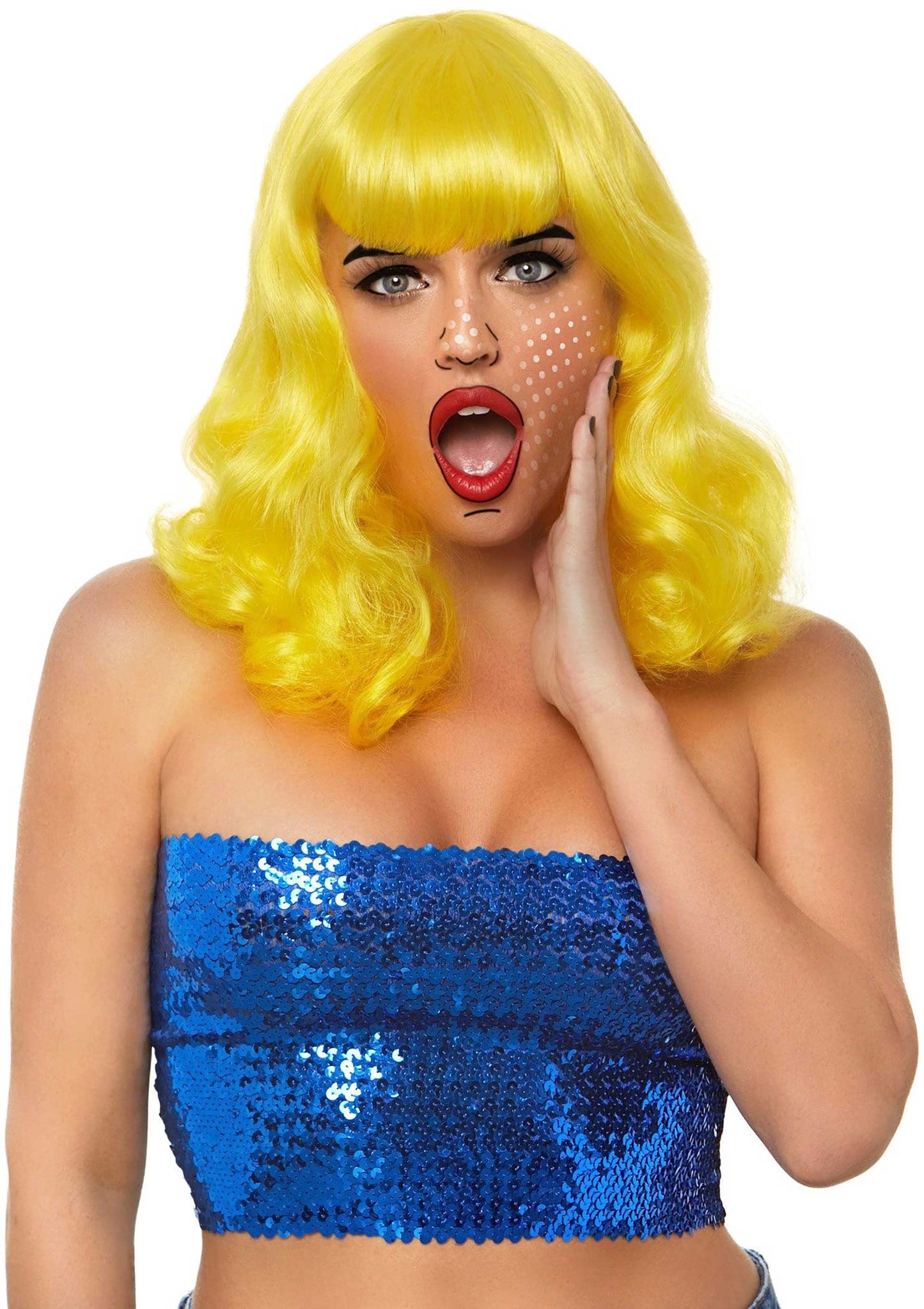 Retro Bang Curly Bob Wig
