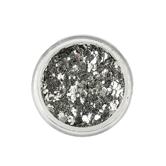 SILVER Biodegradable Face- and Bodyglitter Chunky 6ml