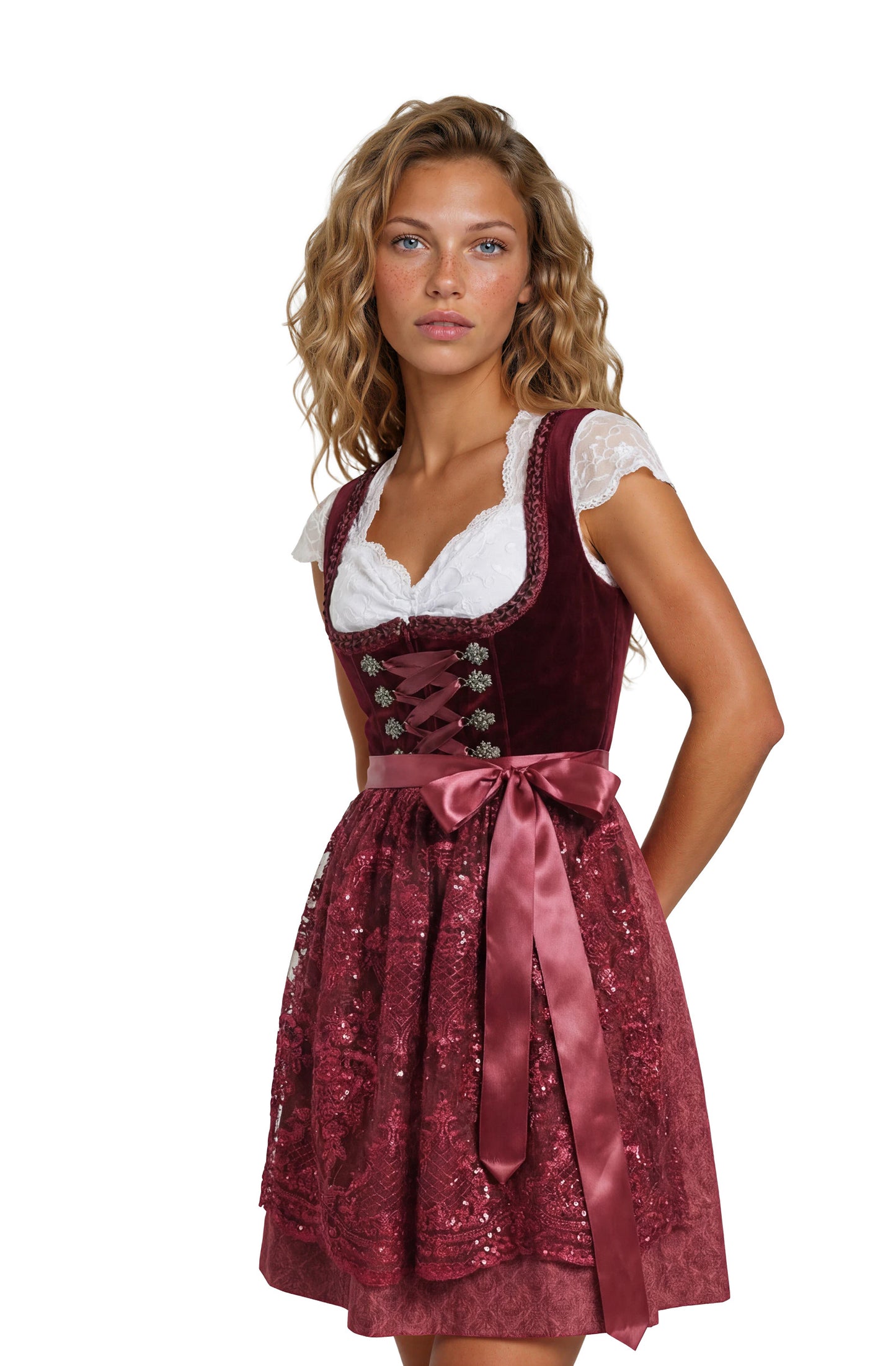 Dirndl jurk Jula Bordeaux