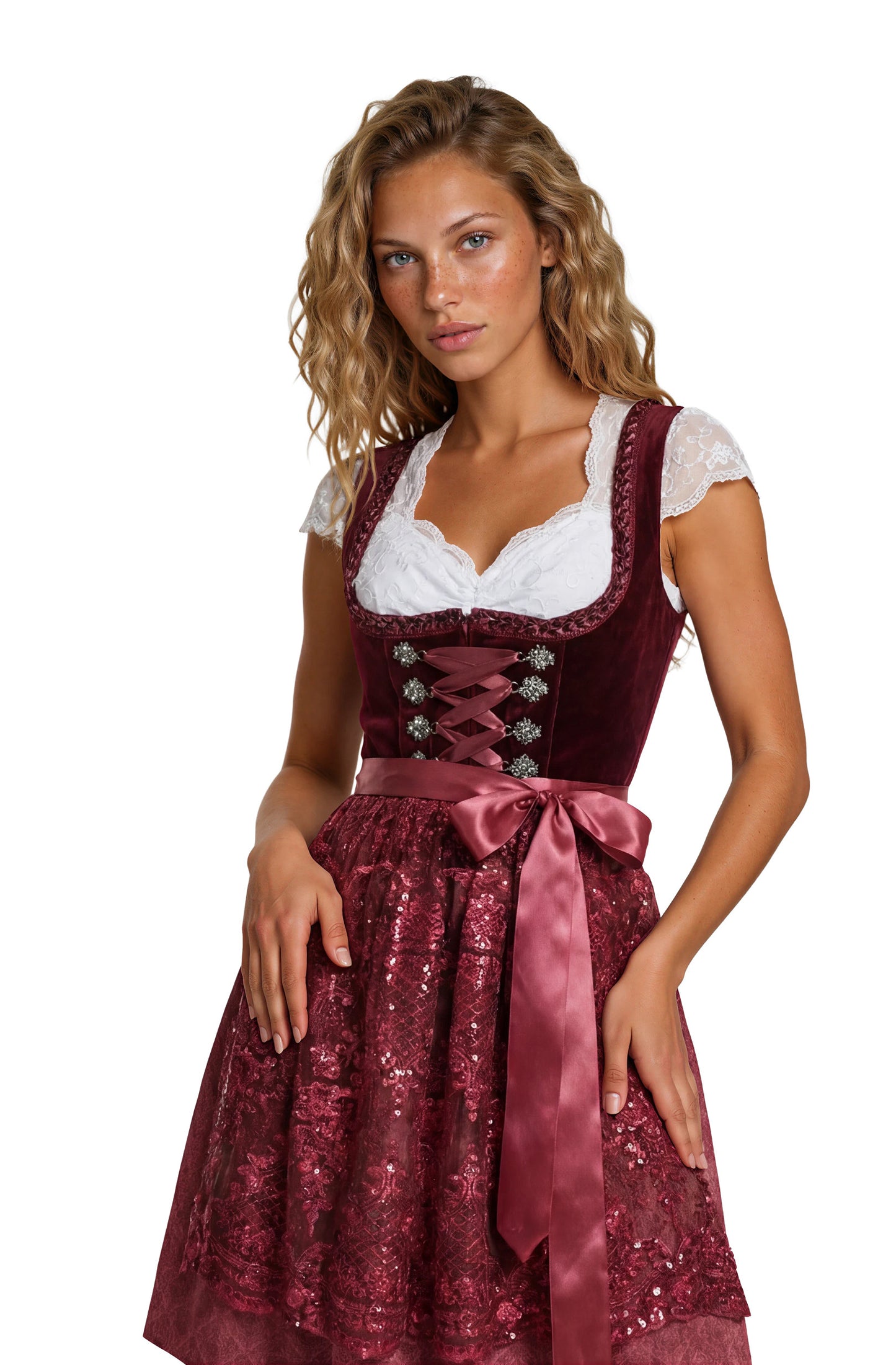 Dirndl jurk Jula Bordeaux