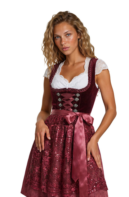 Dirndl jurk Jula Bordeaux