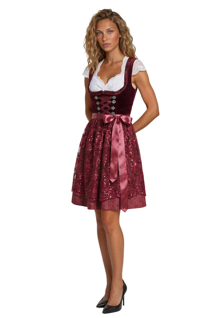 Dirndl jurk Jula Bordeaux