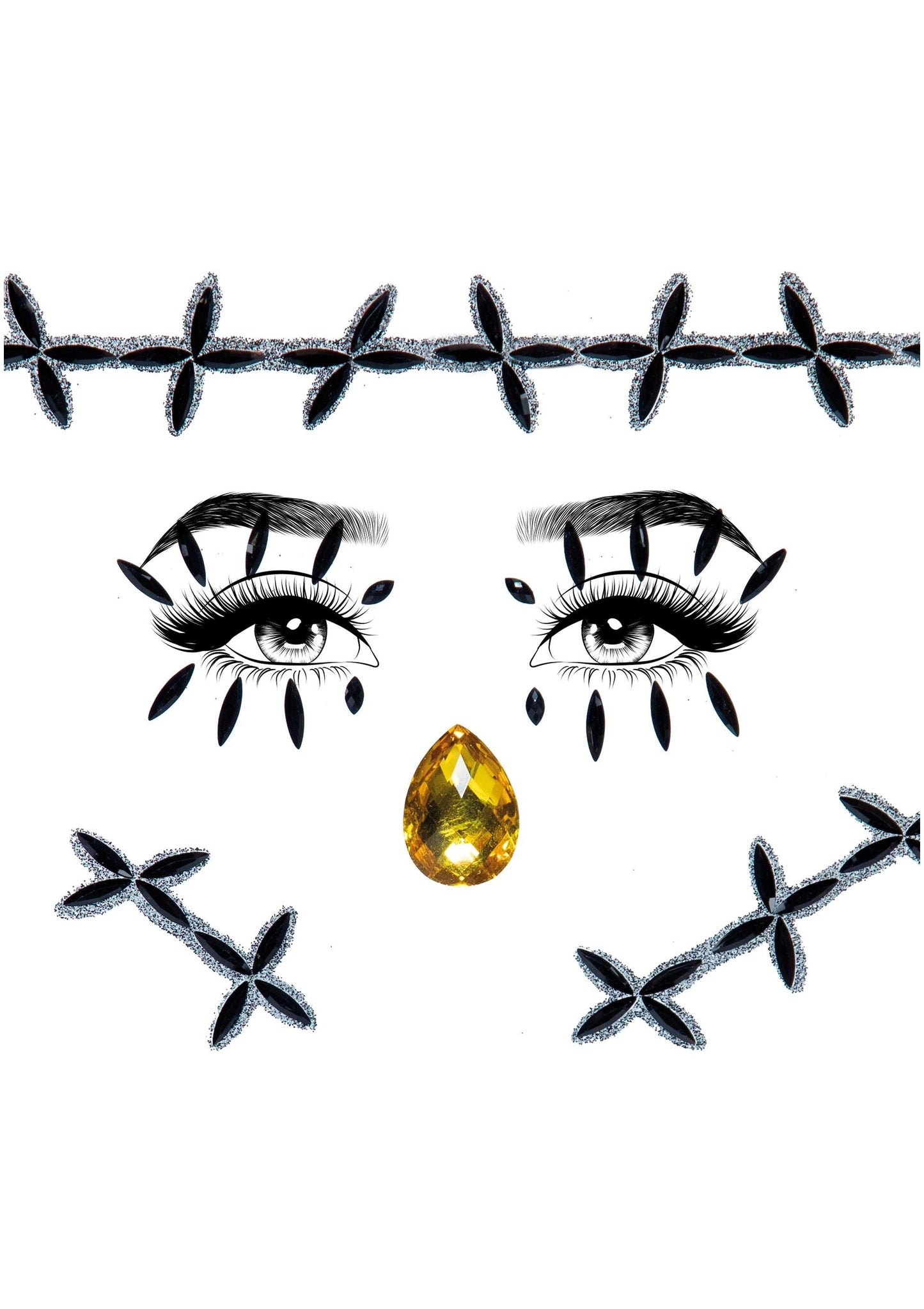 Stitches Adhesive Face Jewels Sticker