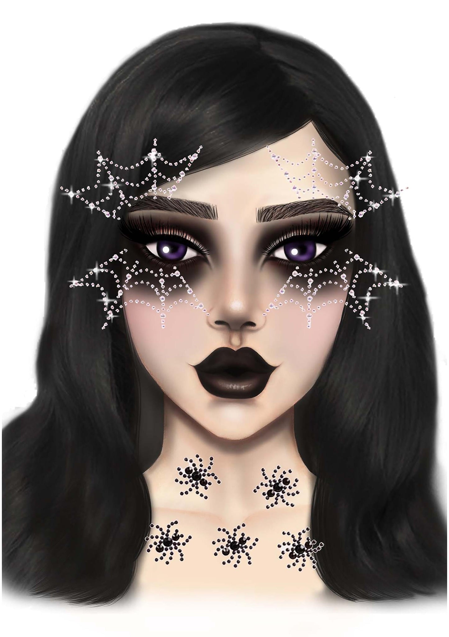 Spider Web Face Jewels Sticker