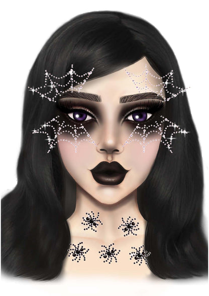 Spider Web Face Jewels Sticker